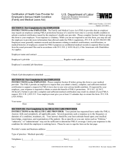 Certification of Health Care Provider for FMLA - Employee