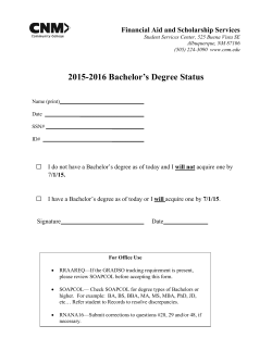 2015-2016 Bachelor's Degree Status