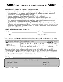 Military Credit for Prior Learning (Radiologic Technology)