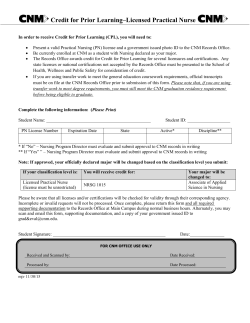 Credit for Prior Learning (Licensed Practical Nurse)