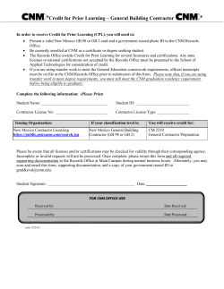 Credit for Prior Learning (General Building Contractor)