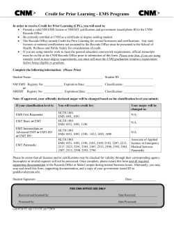 Credit for Prior Learning (Emergency Medical Services)