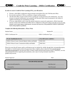 Credit for Prior Learning (OSHA)