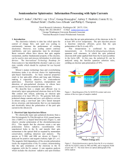 Topic: Semiconductor Spintronics: Info processing with spin currents