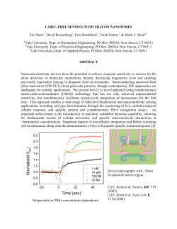 Topic: Label-Free Sensing With Silicon Nanowires