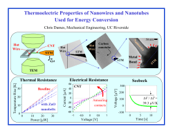 Thermoelectric Properties of Nanowires Nanotubes Used for Energy Conversion