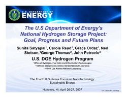 The U.S Department of Energy's National Hydrogen Storage Project: Goal, Progress and Future Plans