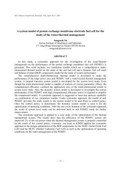 Topic: A system model of proton exchange membrane electrolyte fuel cell for the study of the water/thermal management