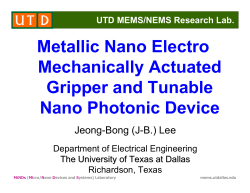 Metallic Nano Electro Mechanically Actuated Gripper and Tunable Nano Photonic Device