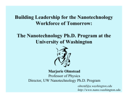 Building Leadership for the Nanotechnology Workforce of Tomorrow through Graduate Education: The Nanotechnology Ph.D. Program at the University of Washington
