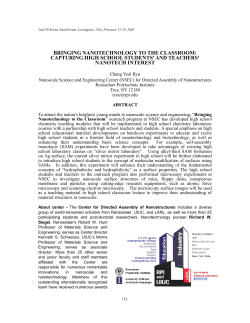 Topic: Bringing Nanotechnology to the Classroom: Capturing High School Students' and Teachers' Nanotech Interest