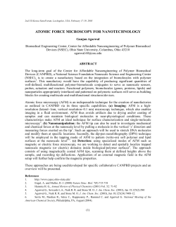 Topic: Atomic Force Microscopy for Nanotechnology