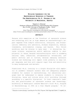 Topic: Building Leadership for the Nanotechnology Workforce of Tomorrow through Graduate Education: The Nanotechnology Ph.D. Program at the University of Washington