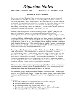 Riparian Notes 7: Response to Catchments