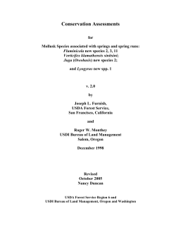 Conservation Assessment for Species Associated with Springs and Spring Runs - 2005