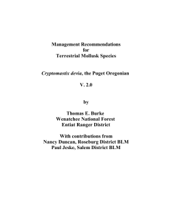 Attachment 1 - Management Recommendations for Terrestrial Mollusk Species: Cryptomastix devia, the Puget Oregonian