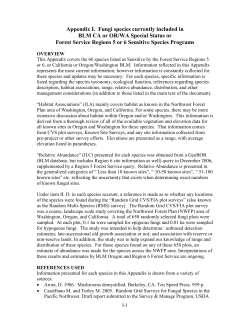 Appendix 1 - Fungi species currently included in BLM CA or OR/WA Special Status or Forest Service Regions 5 or 6 Sensitive Species Programs