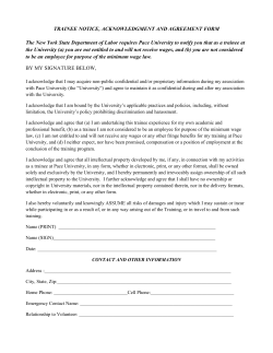 Trainee Agreement and Acknowledgement Form