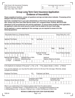 Long Term Care - Evidence of Insurability