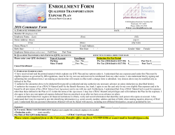 2016 Commuter Reimbursement Plan Enrollment Form