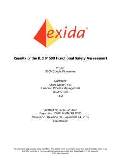 Results of the IEC 61508 Functional Safety Assessment