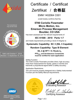 IEC 61508 Parts 1 to 7 for 5700 Coriolis Flowmeter