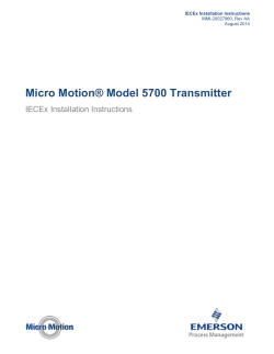 Approval Installation for 5700 Transmitter IECEX Zone 1 EXD