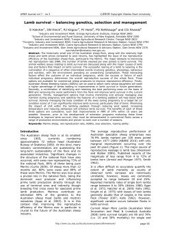 S Hatcher, GN Hinch, RJ Kilgour, PJ Holst, PG Refshauge and CG Shands