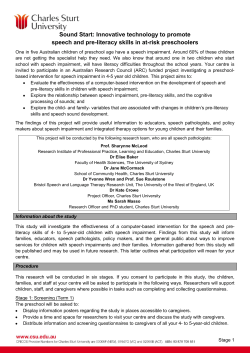 Information sheet for participating preschools