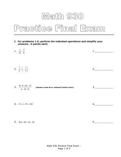 Math 930 Final Review