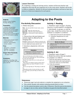 Adapting to the Pools