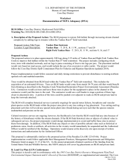 Determination of NEPA Adequacy