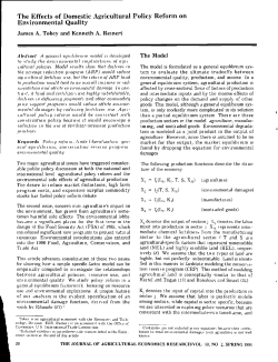 The Effects of Domestic Agricultural Policy Reform on Environmental Quality,