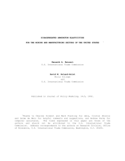 Armington Elasticities for United States Manufacturing Sectors,