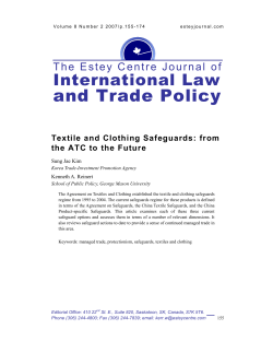 Textile and Clothing Safeguards: From the ATC to the Future,