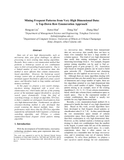 Mining Interesting Patterns from Very High Dimensional Data: A Top-Down Row Enumeration Approach