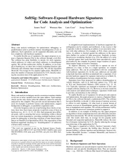 SoftSig: Software-Exposed Hardware Signatures for Code Analysis and Optimization