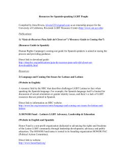 Click here for Resources for Spanish Speaking LGBT People.