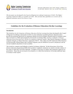 Guidelines for the Evaluation of Distance Education (On-line Learning)