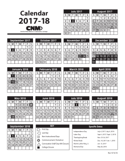 2017-18 Academic Calendar
