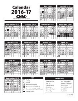 2016-17 Academic Calendar