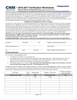 2016-2017 Independent Verification Worksheet 