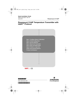 Quick Start Guide: Rosemount 3144P Temperature Transmitter with HART&reg; Protocol