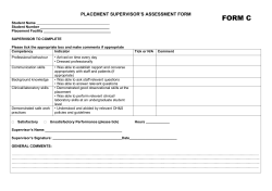 FORM C - Placement Supervisors Assessment Form