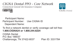 CIGNA Dental PPO Generic ID Card