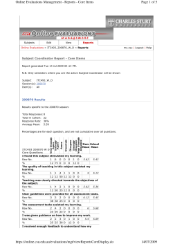 ITC493: Information Technology Project Management, Semester 2, 2008, CSU. Student Evaluation