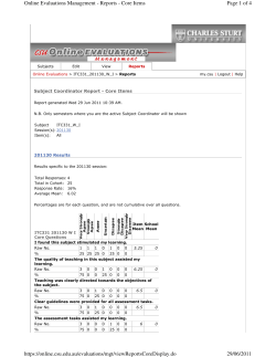 ITC331: Ethics and Professional Practice, Session 1, 2011, CSU. Student Evaluation