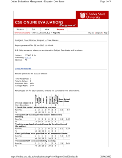 ITC415: Programming Principles (Bathurst Distance), Session 1, 2012, CSU. Student Evaluation