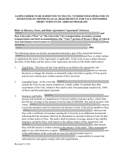 General Rider for Travel Vendors