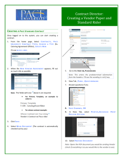 CD Creating a Vendor Paper and Standard Rider